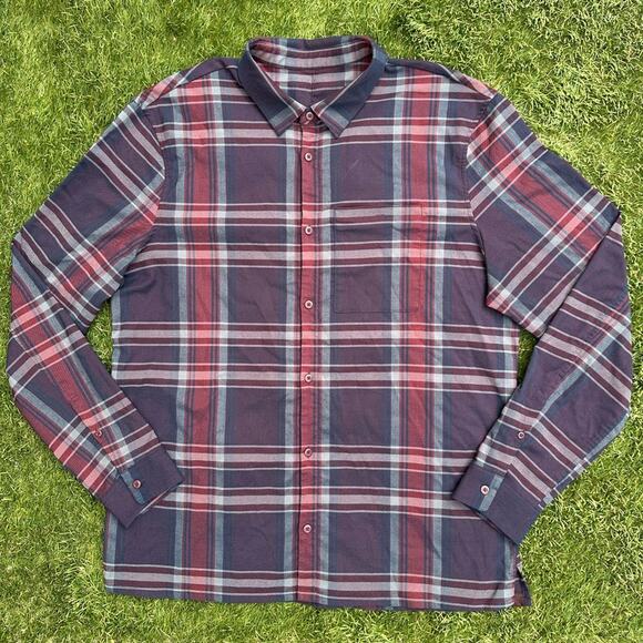Lululemon Men’s Masons Peak Flannel Collar Plaid Long Sleeve Button Up Shirt XXL - Picture 1 of 10